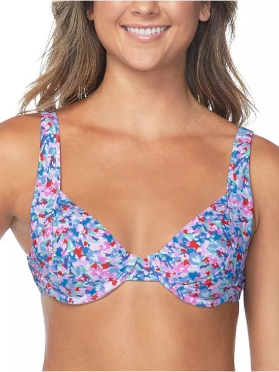 Raisins Other - NWT Raisins Full Moon Abstract Print Underwire Bikini Top XL Blue Floral Swim